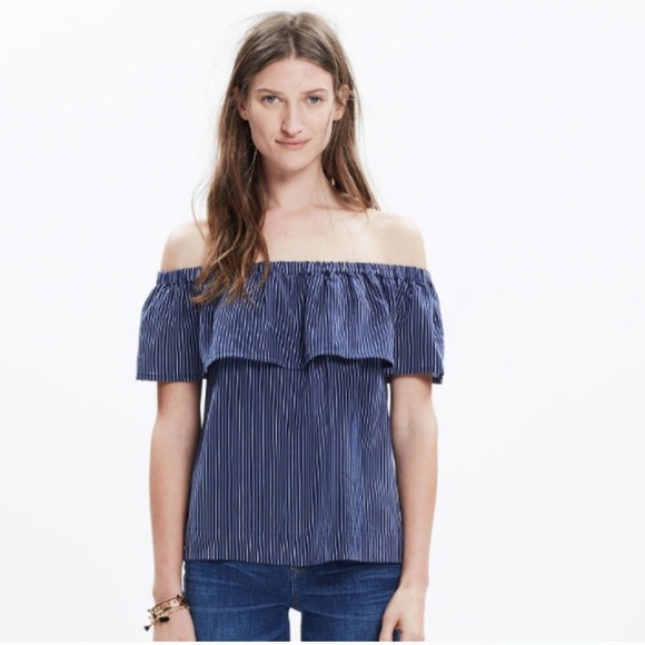 Madewell Tops - Madewell Silk Balcony Off-the-Shoulder Top, Size M